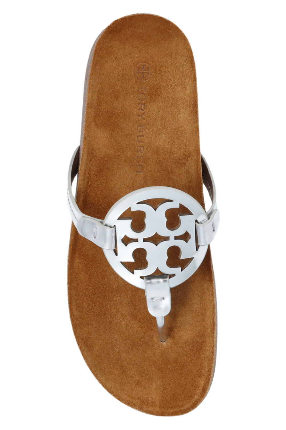 Tory burch silver online flip flops